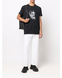 T-shirt à col rond imprimé noir et blanc Alexander McQueen