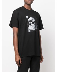 T-shirt à col rond imprimé noir et blanc Alexander McQueen