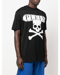 T-shirt à col rond imprimé noir et blanc Philipp Plein