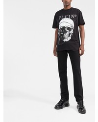 T-shirt à col rond imprimé noir et blanc Philipp Plein