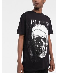 T-shirt à col rond imprimé noir et blanc Philipp Plein