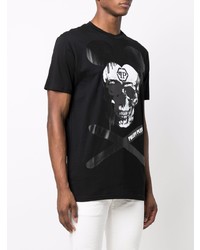 T-shirt à col rond imprimé noir et blanc Philipp Plein