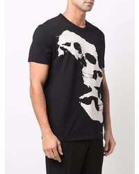 T-shirt à col rond imprimé noir et blanc Alexander McQueen