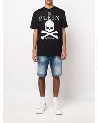 T-shirt à col rond imprimé noir et blanc Philipp Plein