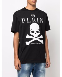 T-shirt à col rond imprimé noir et blanc Philipp Plein