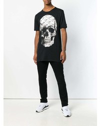 T-shirt à col rond imprimé noir et blanc Philipp Plein