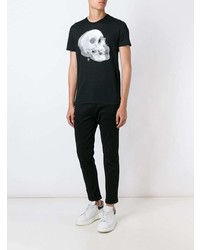 T-shirt à col rond imprimé noir et blanc Alexander McQueen