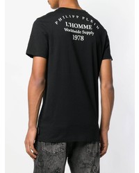 T-shirt à col rond imprimé noir et blanc Philipp Plein