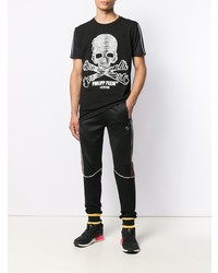 T-shirt à col rond imprimé noir et blanc Philipp Plein