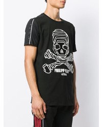 T-shirt à col rond imprimé noir et blanc Philipp Plein