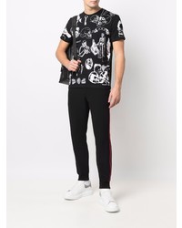 T-shirt à col rond imprimé noir et blanc Alexander McQueen