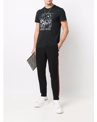 T-shirt à col rond imprimé noir et blanc Alexander McQueen