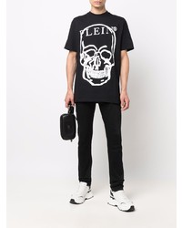 T-shirt à col rond imprimé noir et blanc Philipp Plein