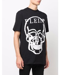 T-shirt à col rond imprimé noir et blanc Philipp Plein