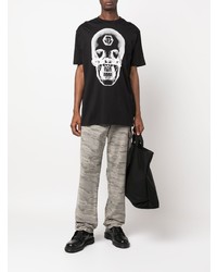 T-shirt à col rond imprimé noir et blanc Philipp Plein