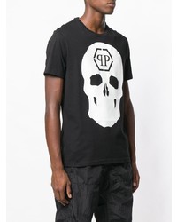 T-shirt à col rond imprimé noir et blanc Philipp Plein