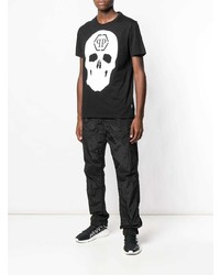 T-shirt à col rond imprimé noir et blanc Philipp Plein