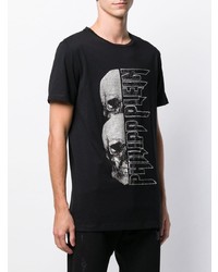 T-shirt à col rond imprimé noir et blanc Philipp Plein