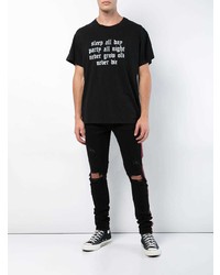 T-shirt à col rond imprimé noir et blanc Amiri