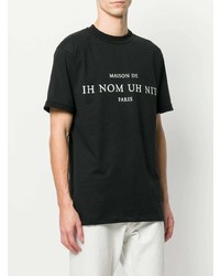 T-shirt à col rond imprimé noir et blanc Ih Nom Uh Nit