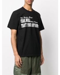 T-shirt à col rond imprimé noir et blanc Sacai