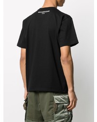 T-shirt à col rond imprimé noir et blanc Sacai