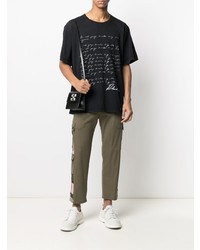 T-shirt à col rond imprimé noir et blanc Rhude