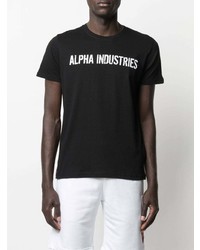 T-shirt à col rond imprimé noir et blanc Alpha Industries