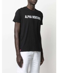 T-shirt à col rond imprimé noir et blanc Alpha Industries