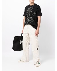 T-shirt à col rond imprimé noir et blanc Junya Watanabe MAN