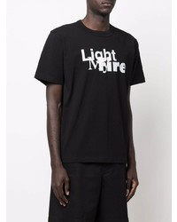 T-shirt à col rond imprimé noir et blanc Sacai