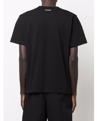 T-shirt à col rond imprimé noir et blanc Sacai