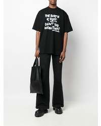 T-shirt à col rond imprimé noir et blanc Vetements