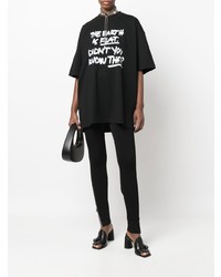 T-shirt à col rond imprimé noir et blanc Vetements