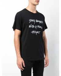 T-shirt à col rond imprimé noir et blanc Amiri