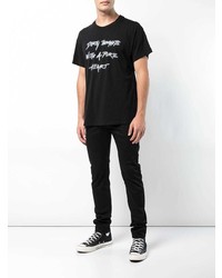 T-shirt à col rond imprimé noir et blanc Amiri