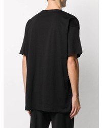 T-shirt à col rond imprimé noir et blanc Raf Simons