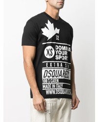 T-shirt à col rond imprimé noir et blanc DSQUARED2