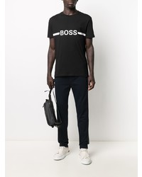 T-shirt à col rond imprimé noir et blanc BOSS HUGO BOSS