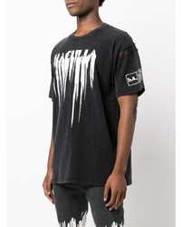 T-shirt à col rond imprimé noir et blanc Haculla