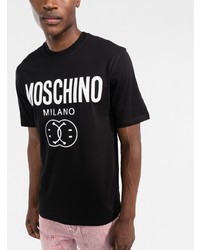 T-shirt à col rond imprimé noir et blanc Moschino