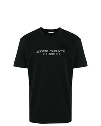 T-shirt à col rond imprimé noir et blanc Societe Anonyme