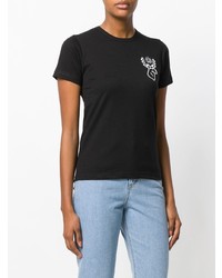 T-shirt à col rond imprimé noir et blanc Societe Anonyme