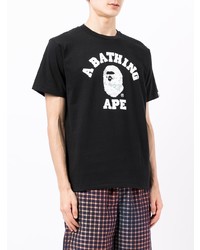 T-shirt à col rond imprimé noir et blanc A Bathing Ape