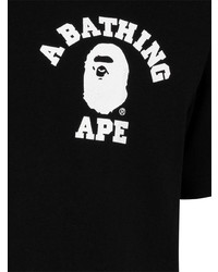 T-shirt à col rond imprimé noir et blanc A Bathing Ape