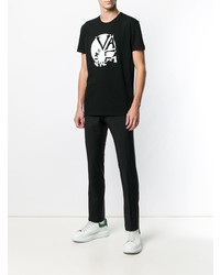 T-shirt à col rond imprimé noir et blanc Valentino