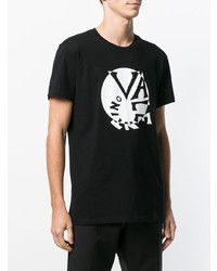 T-shirt à col rond imprimé noir et blanc Valentino