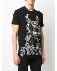 T-shirt à col rond imprimé noir et blanc Philipp Plein