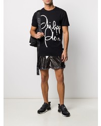 T-shirt à col rond imprimé noir et blanc Philipp Plein