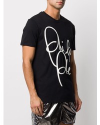 T-shirt à col rond imprimé noir et blanc Philipp Plein